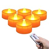 CYYSHR LED Kerzen batteriebetrieben flammenlose Kerzen 6 Stück | LED Teelichter mit Fernbedienung | flackernde Teelichter Kerzen mit Timer
