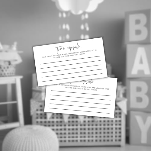 Image of Baby Shower Time Capsule Card 50pk 2x3.5 inch Blank Fill In Note Card for Box Kit Game Advice for New Moms Gift Tags Belly Raffle
