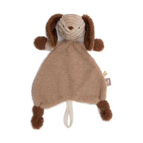 Jollein Schmusetuch Baby Hund – Diego – Biscuit/Leather Brown – Kuscheltier & Schnullertuch – Extra Weich – Schnuffeltuch Baby – Geschenke zur Geburt – 29x20 cm