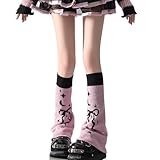 ZONEBEST Reversible Knitted Leg Warmers with Butterfly Bows Pattern for Girl's Aesthetic Flared Boot Covers Footless Socks, Big Bow, Recommended for ages 3-13