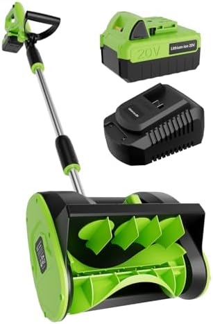 Vibekio 20V 12.2-Inch Cordless Snow Shovel, Battery Powered Snow Blower with Directional Plate, 20-Volt/4.0 Ah Lithium-ion Battery Pack, and Quick Charger Included