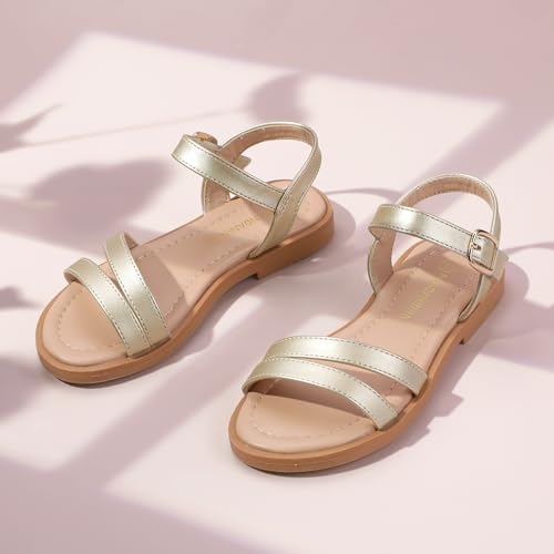 Image of PANDNAINJIA Girls Sandals Open Toe Toddler Kids Dress Summer Shoes | Open Toe Girl Sandals, Hook and Loop, Comfortable Insole, Classic Style, Flower Girl Wedding Party Daily Shoes