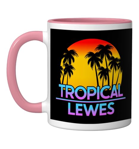 Lewes UK Funny British Weather Ceramic Mug, Pink/White