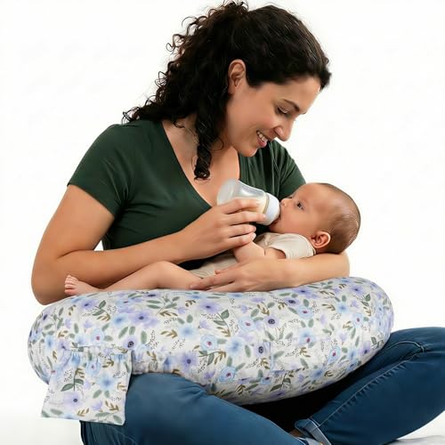 Image of x-vesolje Plus Size Nursing Pillow Wider Support, Breastfeeding Pillow with Adjustable Strap Fit All Body Type, Ergonomic Breast Feeding Pillow, Baby Feeding Pillow for Mom- Max Size /Leaves