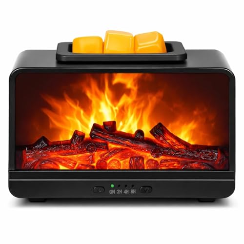 JOYOLO Flame Fireplace Wax Melt Warmer,Scentsy Wax Warmer with Timer, Electric Wax Warmer for Scented Wax with PTC Heating Plate, Wax Burner for Women Gifts & Home Decor(Black)