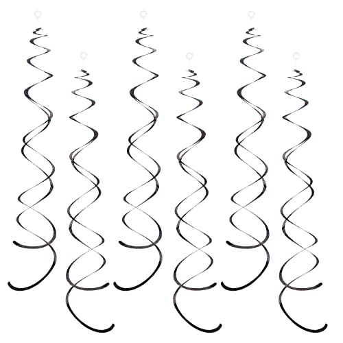 Image of PIGETALE 30 Pieces Iridescent Black Party Hanging Swirl Decorations Plastic Streamers Foil Swirls Ceiling Decorations Birthday Bachelorette Bridal Shower Baby Shower Graduation Decorations 2023