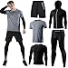 Holure Herren Sport Laufset (5er Pack) Athletisches Shirt+Short/Kompression Shirt+Hose mit Mantel Trainingsanzug Gym Anz&uuml;ge Grau 04 2XL