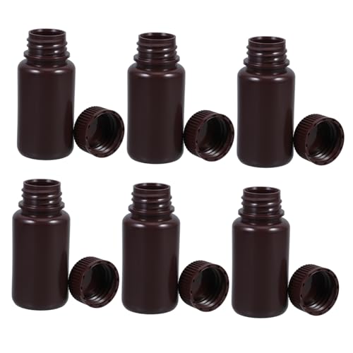 OSOLADY 6 Pack Reagent Bottles Small Capacity Liquid Storage Containers Wide Mouth Sealable Lab Sample Bottles Heat Long-lasting Plastic Constructi