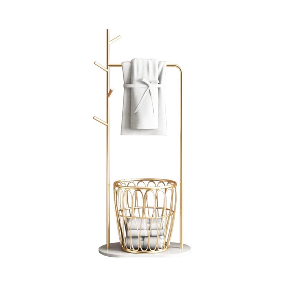 towel rail Floor-standing Bath Towel Rack Nordic Iron Bathroom Toilet Clothes Storage(Gold)