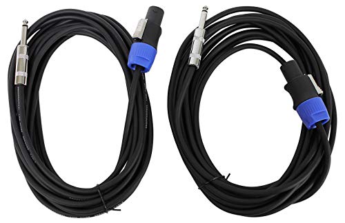 Pair Of Rockville Tripod Speaker/Lighting Stands+(2) 20 Foot 1/4"-Speakon Cables #TOP1