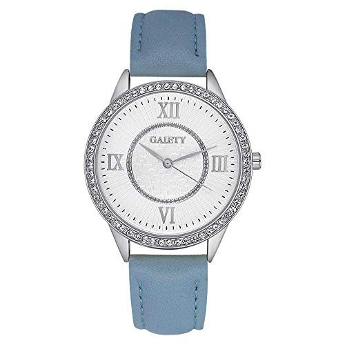 Sonew Reloj de Las Mujeres Rhinestones de Lujo Reloj de Cuarzo analógico PU Banda de Cuero Reloj de Las Mujeres de Negocios Informal Reloj Redondo