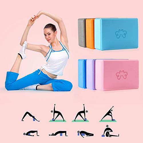 Yoga Blocks 2 Pack for Women Home Yoga Beginners Practices Class Studio Accessories,Pilates, Meditation,High Density EVA Non-Slip Surface Soft and Light (Yellow)
