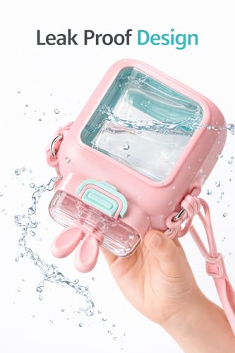 Image of Vasukie Kids Water Bottle 600ml with Straw & Strap | Cute Leak-Proof Sipper Bottle for Boys & Girls | BPA-Free, Portable School Water Bottle | (Camera Bottle)