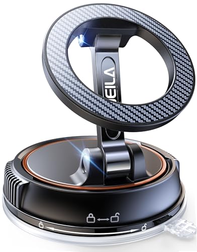 Moeila Handyhalterung Auto Magnetische, 360° Drehbare Vakuum Magnetischer Autohalterung mit 78+LBS stärkste Saugkraft & 2400gf stärkster Magnet, für Alle Handys, Orange.