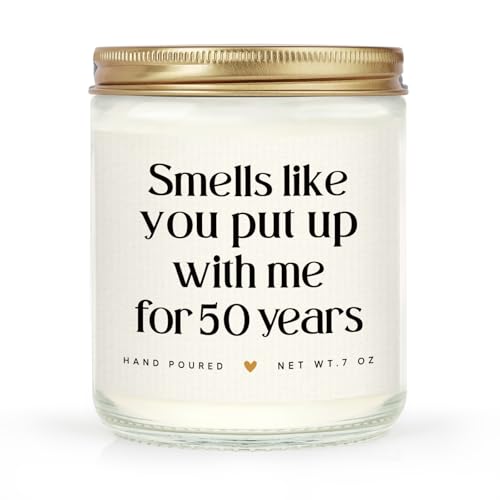 50th Anniversary Wedding Gifts - Funny 50th Anniversary Couple Candle, 50 Year Golden Wedding Keepsake Gift for Women Men Him Her Wife Husband Friend Parents, 7oz