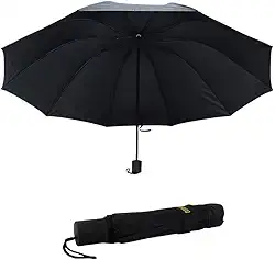Guarda-Chuva Manual Grande Reforçado Contra Vento 122cm 10 Hastes Metal/Fibra Secagem Rápida Compacto 32cm Leve 420g Preto Unissex Estável e Durável para Uso Urbano e Profissional