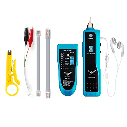 7 in 1 Network Cable Tester,Wire Tracker RJ45 RJ11 LAN Cable Toner Telephone Line Finder Cat5 Cat6 Ethernet Cable Tracer Kit Sensitivity-Adjust Continuity-Check for Cable Collation-No Battery