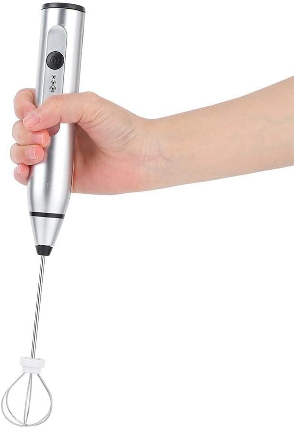 Electric Hand Mixer, Rechargeable Frother, 3-Speed, Silver