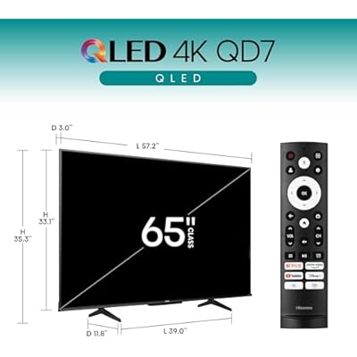 Hisense 65-Inch Class QD7 Series QLED 4K UHD Google Smart TV (65QD7N) - QLED, Native 144Hz, Motion Rate 240, Direct Full Array, Game Mode Pro, Alexa Compatibility