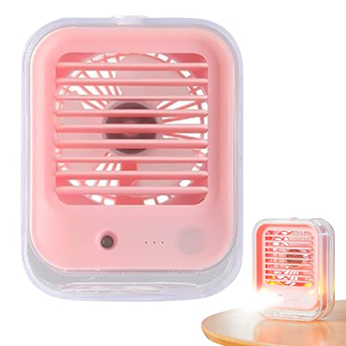 Rianpesn Escritorio, Ventiladores Escritorio pequeños y silenciosos con rociador y luz Nocturna, Escritorio Personal Ajustable 3 velocidades, Ventiladores