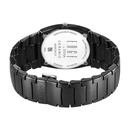 Image of Titan Edge Fumage Quartz Analog with Black Dial Black Ceramic Strap Watch for Men - 10055NC01