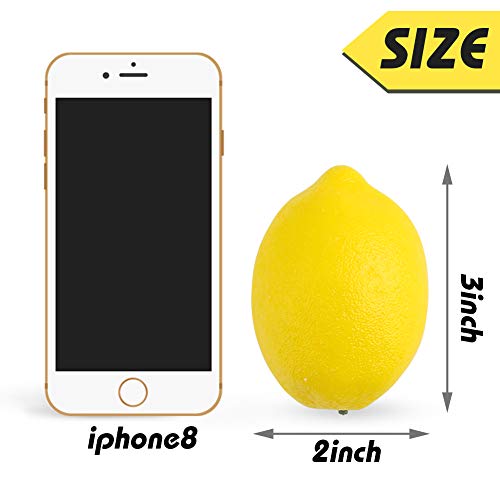 BigOtters Artificial Lemons, 2 x 3 Inches Faux Yellow Lemons Fake Fruit Lemons for Home Kitchen Party Decor Vase Fillers Lemon Wreath, 25PCS