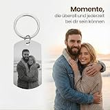WORKIRAN Personalisierter Schlüsselanhänger mit Fotogravur und Liebestext, Schwarz-Weiß Dog Tag Anhänger, Individuelles Paar-Geschenk mit Beidseitigem Druck