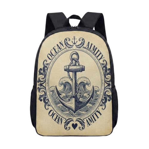 Mochila Anchors Away True North, 43 cm, vintage náutico, estampa náutica, bolsa gráfica unissex, 04, Large