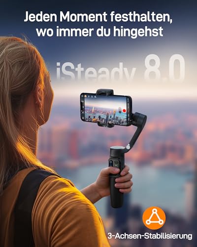 hohem iSteady X3 SE Gimbal Smartphone, 3-Achsen Gimbal Stabilisator, leichtes & faltbares Design mit abnehmbarem Fernbedienung, 11-Stunden-Akku, ideal für Vlogging, Selfies und Reisen