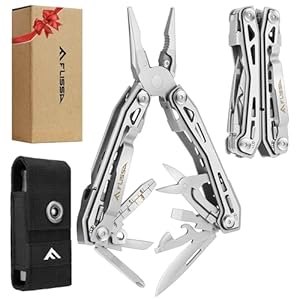 FLISSA 16-in-1 Stainless Steel Multi Tool, EDC Multitool with Pocket Knife, Pliers, Belt Clip and Oxford Sheath, Self-locking Utility Multi-Tool for Camping Survival Outdoor Activities
