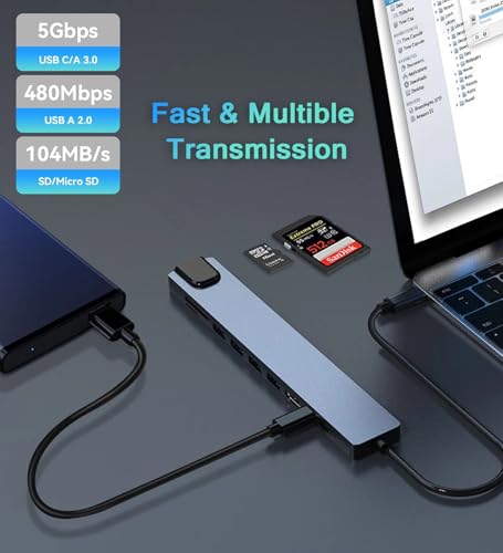 USB C Hub Ethernet HDMI Adapter, 10 in 1 Laptop Docking Station with 4K HDMI, RJ45 Ethernet, SD/TF Card Reader, USB 3.0/2.0, PD 100W, LAN USB-C Dongle for MacBook Pro/Air, iPad Pro, XPS, etc by ukiism - Image 6
