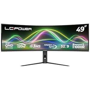 LC-POWER LC-M49QCK 49 Zoll Dual QHD Curved Gaming Monitor (5120 x 1440 Pixel, 32:9 Format, 120Hz, 1000R, Adaptive Sync, HDMI 2.1, DP 1.4), Schwarz
