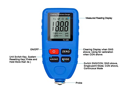 Thickness Gauges TC100 Medidor de Espesor para Automóviles Negro 0-1300μm miniatura 5