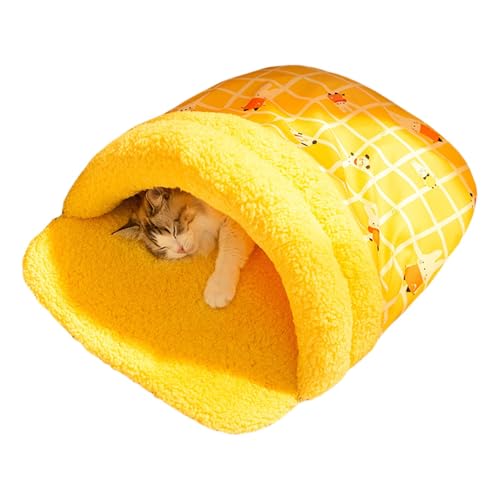 フード付き猫ベッド、猫の洞窟 - 猫の洞窟のベッドスリッパ型の子猫用暖かいベッド - 半密閉漫画ソフトハウス、折りたたみ式猫睡眠ハウス洞窟子猫小型犬バニー用