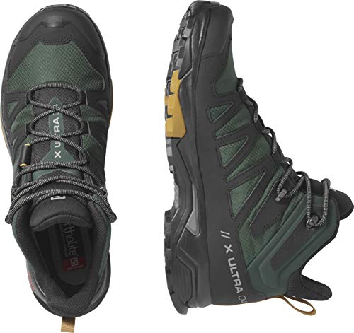 Image of Salomon Men's X Ultra 4 MID GTX Hiking Shoe, Green Gables /Black /Cumin, 9.5