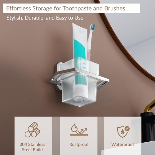 Image of Plantex (Primax) 304 Grade Stainless Stee Tumbler Holder for Bathroom /Tooth Brush Holder /Bathroom Accessories Pack of 1, Cute (Chrome)