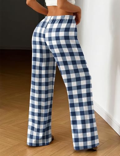 Image of Ekouaer Women Pajama Pants Comfy Pj Bottom with Pockets Stretch Plaid Sleepwear