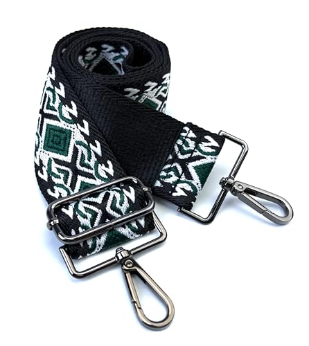 Image of Purse Strap Replacement for Crossbody Bags & Handbags | Premium Webbing with Gunmetal Black Hardware Clip-On Installation Adjustable Length Comfortable Wide Guitar Style Strap