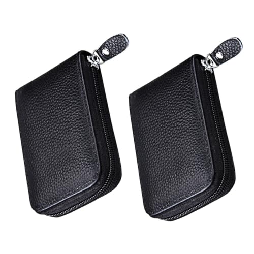 VICASKY Anti-Theft Compact Leather Card Holder for Men Women – Multi-Card Organizer Wallet with Zipper Slim Design for Travel Business