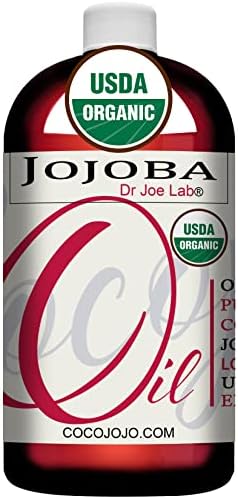 Dr Joe Lab Organic Jojoba Oil - 32 oz 100% Organic Pure Unrefined Cold Pressed Natural Virgin Non GMO Vegan Bulk Golden Hohoba Carrier Skin Hair Body Scalp Beard Face Massage - Packaging May Vary