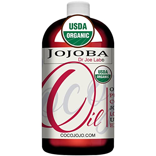 Dr Joe Lab Organic Jojoba Oil - 32 Oz 100% Organic Pure Unrefined Cold Pressed Natural Virgin Non Gmo Vegan Bulk Golden Hohoba Carrier Skin Hair Body Scalp Beard Face Massage - Packaging May Vary #TOP23
