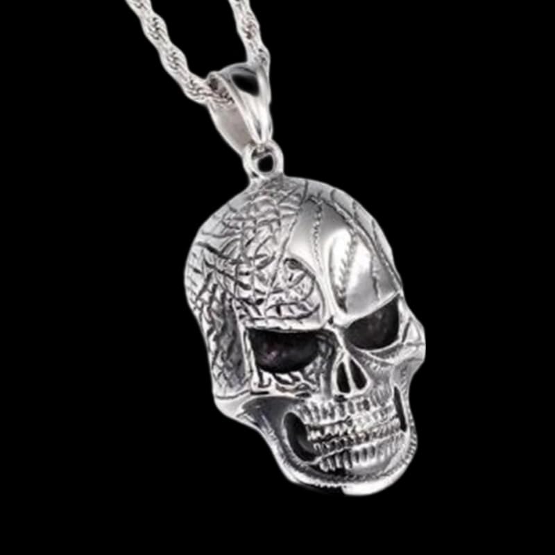 LUSSO 925 Sterling Silver Skeleton Choker For Men, Vintage Gothic Punk Skull Pendant Necklace Men Viking Skeleton Charm Twisted Long Chain Choker For Halloween2