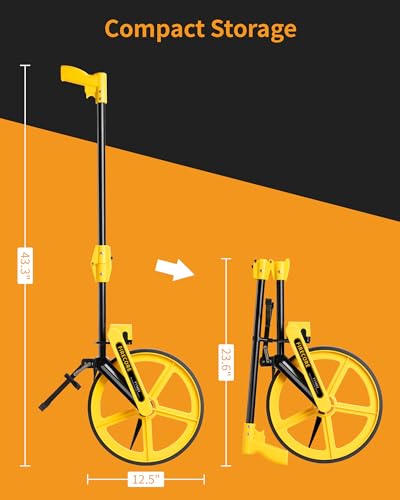 Measuring Wheel, Firecore 12.5 Inch Centerline Rolling Tape Measure Wheel with Brake and Kickstand, Walking Distance Measuring Wheel in Feet and Inches for Construction, Measurement Up to 0-99999.9 ft - Thumbnail 7