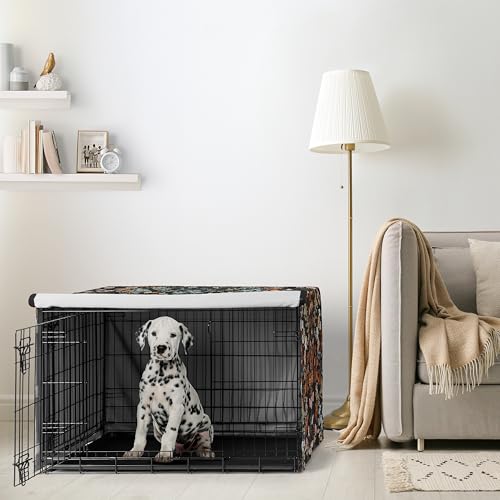 Sweet Jojo Designs Capa de gaiola média para cães de 91 cm (flores silvestres boho pretas), capas de