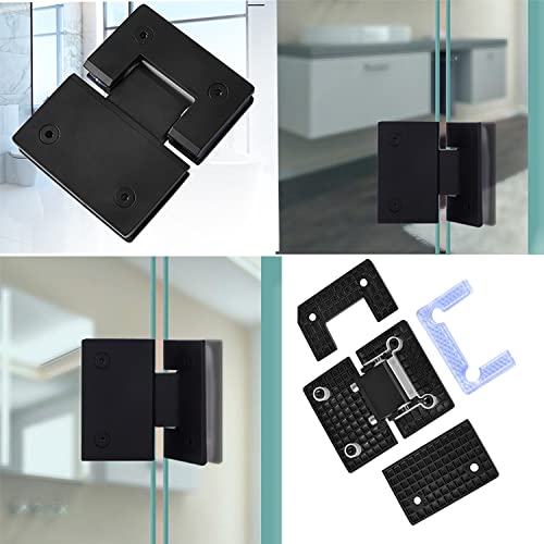Shower Door Hinge, 180 Degree Frameless for 5/16"-1/2" Tempered Glass, Matte Black, Silver, 180 gradi - Image 3