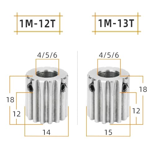 Engranaje de acero inoxidable 304 de módulo 1M con 14 dientes y eje de 6 mm 3