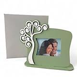 Doni Bomboniere Matrimonio 1 pz Cornice Portafoto Verde Salvia con Anniversario Albero della Vita Bianco Stilizzato Idee Regalo Complete Originali Economiche
