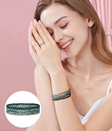 FULU AUTUMN Boho Beaded Bracelet Multi-Layer Crystal Stone Beaded Bracelets for Women Stretch Bracelets Fashion Jewellery Birthday Gifts for Her - Image 5