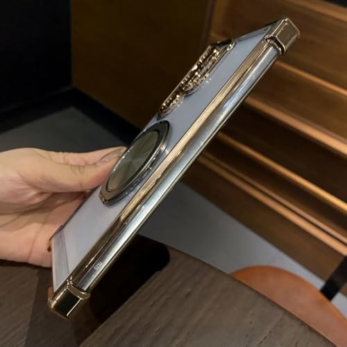 Coque Samsung S23 Plus avec support rotatif en métal doré chic - 5