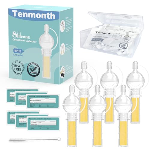 Image of Colostrum Collector Kit Tenmonth Breast Milk Collector with Storage Case Set, Portable Colostrum Container Ready-to-Use, BPA Free 0.1oz/4ml, 6pcs